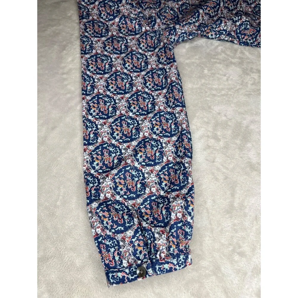 Lands End Womens Floral Pattern Button-Up Blouse Pleated Back Size 6 - Picture 6 of 11